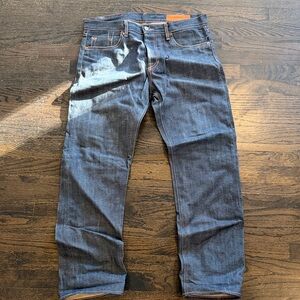 Jean Shop Men's Straight-Leg Jeans in Dark Indigo (worn once; only wrinkle)